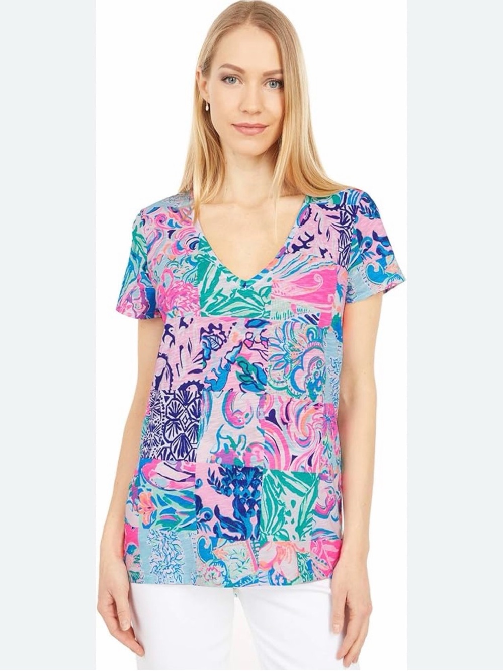 Lilly Pulitzer Multi Patch to Match Etta Scoop Tee Pink, Blue, Green
